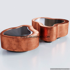 Wholesale Copper plated table with black glass top Supplier