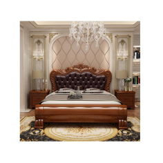 Menufacture Bedroom furniture storage luxury antique King size frame double wood