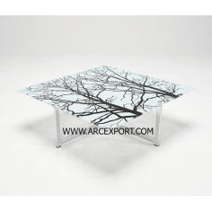 wholesale fancy uv print glass topsquare table supplier