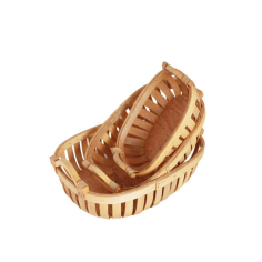 Oval wooden handmade fruit storage three basket set gift basket Supplier