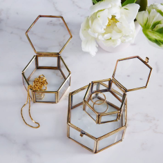 Wholesaler Decorative Hexagon Jewelry Glass Box / Decorative Hexagon Jewelry