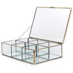 Wholesale Decorative Jewelry Storage Glass Box with Multiple Compartment