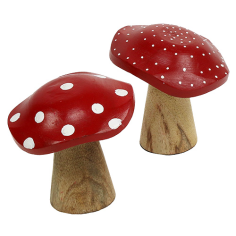 Wholesaler  of Christmas and winter decoration wooden handicraft mushroom