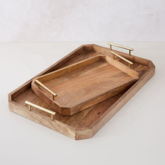 Wholesaler of Wooden Serving Tray Set of 2 pcs