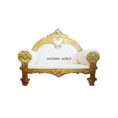 White Colored With Gold Plated Metal Wedding Couch Two Sitter Top Class Quality