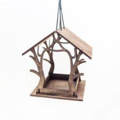 Wholesale wooden hut shape bird feeder for outdoor hanging supplier