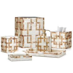 Wholesale of New 6 pieces Wood and Resin Luxury Bathroom Accessories set