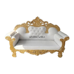 Wholesale White and Golden Fancy Metal Wedding Couch Excellent Looking Furniture