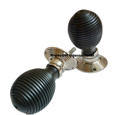 Wholesaler  Oval Door Knobs Ebonised Wooden door knob Nickel finish