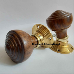 Wholesaler Ringed Door Knobs Rosewood Wooden door knob Brass finish