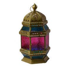 Wholesaler of Lantern With Colored Glass Decor