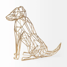 Wholesaler of  Gold Metal Wire Dog Figurine Table Top Sculpture