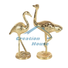 Metal Decorative Dual Crane Figure Long Neck Sculpture Mekar