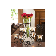 Supplier Of Iron Flower Vase Stand and Votives Holder with Glass