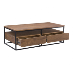 Anique Finish Two Drawers Coffee Table with MS Frame