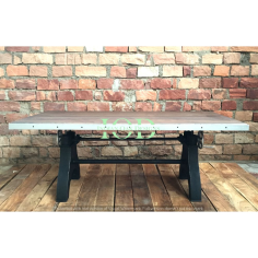 Industrial Train Wheel Crank Dining Table supplier