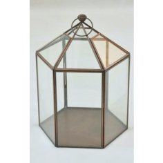 Terrarium With Antique Copper Triangle Design Hexagonal Bottom Shape  Exporter