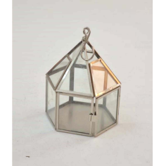 Terrarium With Silver Finishing Rectangular-Triangle Design And Hexagon Exporter