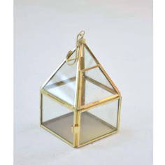 Terrarium With Gold Finishing Rectangular-Triangle Design And Square  Exporter