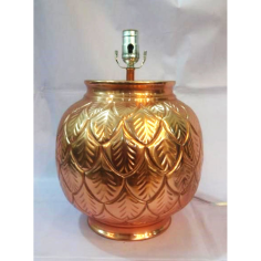 Table Lamp With Copper Finishing Base Leaves Design And Silver Holder Exporter