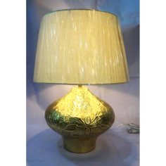 Table Lamp With Gold Finishing Base Flower Design And White Shad  Exporter