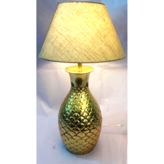 Table Lamp With Round Gold Finishing Base And White Shad Exporter