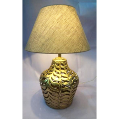 Table Lamp With Gold Leaves Hole Finishing Base And White Shade Black  Exporter