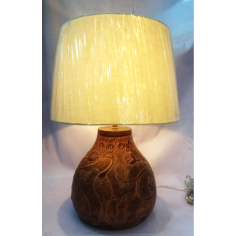 Table Lamp with brown Color Peacock Design And White Shade  Exporter