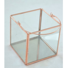 Terrarium With Copper Finishing Cuboid Design Exporter