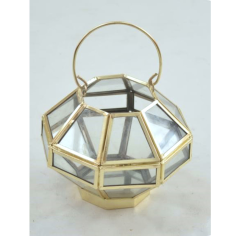 Terrarium With Gold Finishing Octagonal Design And Swivel Exporter