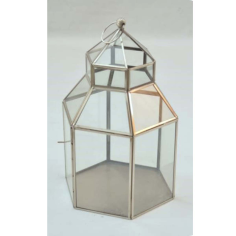 Terrarium With Antique Gold Finishing With Pyramid Shape Exporter