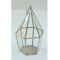 Terrarium With Gold Finishing And Triangle Rectangular Design With Exporter