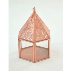 Terrarium With Copper Finishing Moroccan Design And Hexagonal Bottom  Exporter