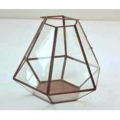 Terrarium With Antique Copper Finishing Diamond Design  Exporter