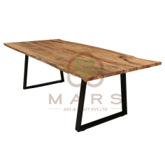 Dining Table Natural Finish With Iron Leg Supplier