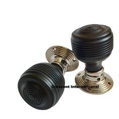 Georgian Door Knobs Ebonised Wooden door knob Nickel finish Manufacturer