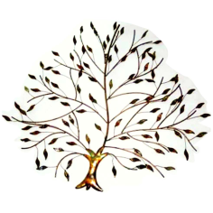 Metal Wall Art With Brown Color Finishing Leaves Design And Tree Shape Exporter