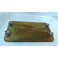 Serving Tray Made Of Wood With Polish Finishing And Star Swivel Exporter