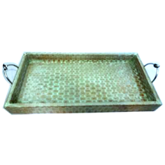 Wood Serving Tray With Bricks Design And Rectangular Shape Exporter