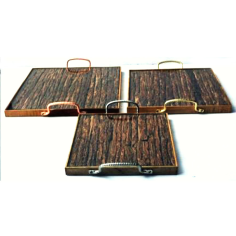 Serving Tray Made Of Wood & Frame And Rectangle Shape Set Of 3 Exporter