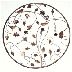 Wall Art With Birds & Floral Art Brown Color And Round Shape Manufacturer