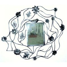 Metal Wall Art With Birds & Floral Design And Mirror Painting Manufacturer