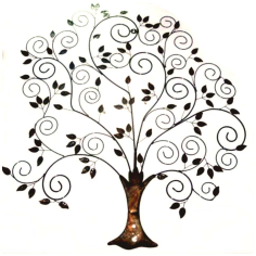 Wall Art With Brown Color Finishing Leaves Design And Tree Shape Exporter