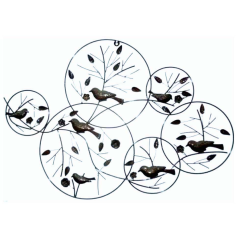 Wall Art With Leaves Flower And Bird Design With Round Shape Exporter