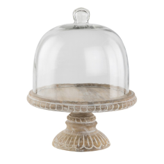 Round Glass Dome Wooden Cake Stand from India Exporter