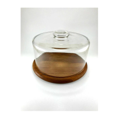 Wooden Platter With Glass Dome At Low Price Wooden Exporter