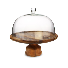 Decorative Wooden and Glass Cake Stand with Glass Dome Designer Exporter