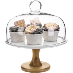 Top Selling Decorative Wooden Cake Stand with Glass Dome Designer Exporter