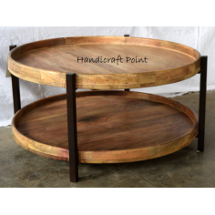 Wholesale Iron 2 Wooden Plate Pipe Coffee Table