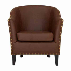 Dark Brown Leather Tub Armchair Supplier